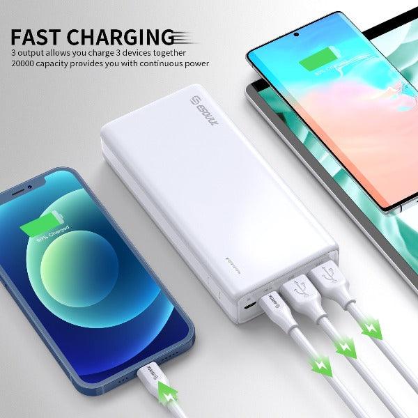 Esoulk Power Bank 20,000mAh PD & Dual Fast Charge USB Power Bank White - Best Cell Phone Parts Distributor in Canada, Parts Source Esoulk Power Bank 20,000mAh PD & Dual Fast Charge USB Power Bank White - Best Cell Phone Parts Distributor in Canada, Parts Source